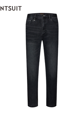 WANTSUIT灰色牛仔裤男士轻奢裤子休闲经典直筒商务老钱工作舒适