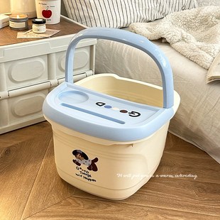 宿舍儿童洗脚盆便携可移动 养生泡脚桶家用过小腿按摩保温2024新款