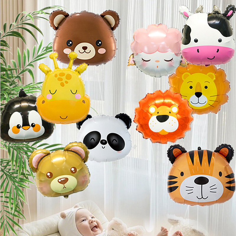 卡通动物铝膜气球飘空氦气小婴儿月龄玩具空气球绑腿卡通铝膜儿童