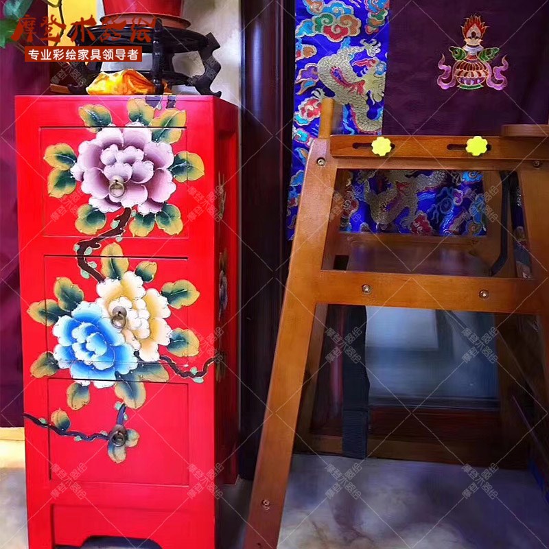 简约斗柜中式床头柜轻奢风家具花架CD柜储物柜藏式家具做旧角柜