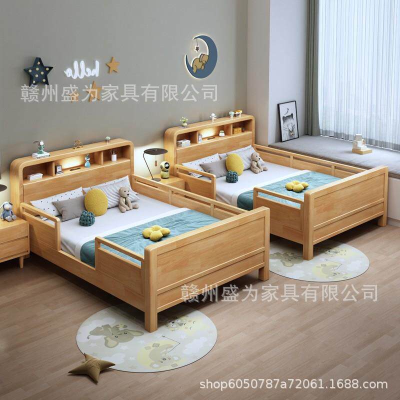儿童实户木带.护栏学生单人床12米床小孩SW-2117#床1米5拼接床女