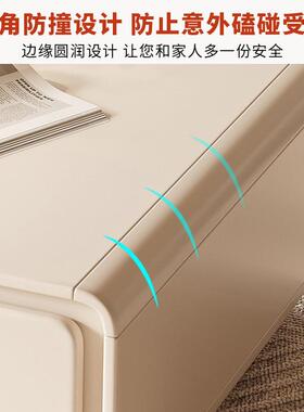 茶几电视组合整套奶油风落地奶柜高档电视柜带抽屉白色收纳DPY储