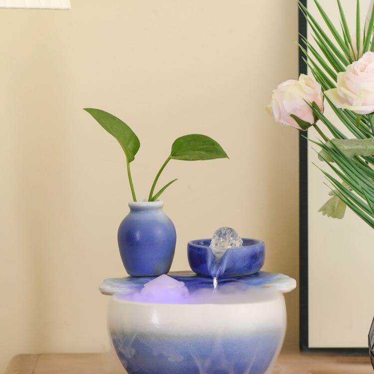 风水球循水F9867T6J泉客茶厅台桌面鱼缸装饰喷环品