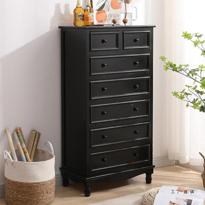 斗柜实木美式简约收纳储物靠小柜墙子卧室客厅抽柜置边物UUQ屉柜