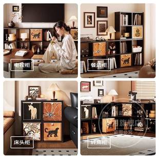 钢简制格子柜书柜卡莱八克由组合格柜子约铁CQI艺多层落自地儿童