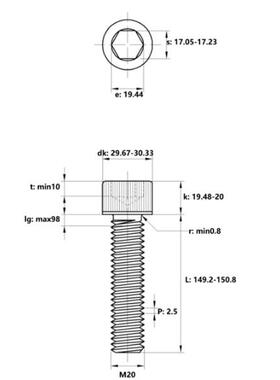3YWC0I4锈钢DN912内六角圆柱头螺栓M20*15不0