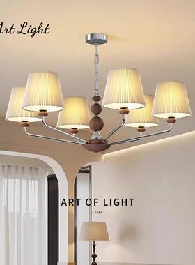 布艺客吊灯木美式复古胡QAW桃大厅灯厅法式中古风艺洋术南风全铜