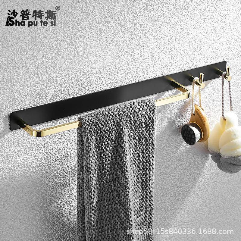全铜浴室毛巾架卫生间物置架轻杆奢风毛YJX-6433巾杆挂件高档单毛