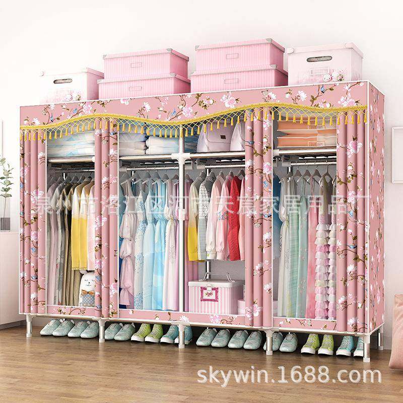 布衣柜钢管橱加粗艺加固加厚大号经济简DRP易衣柜布衣厂8家C8217