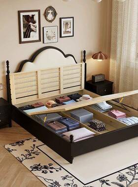 美式实木千喜0113卧端床复古双人1.包5米中古风法式床简约软主高