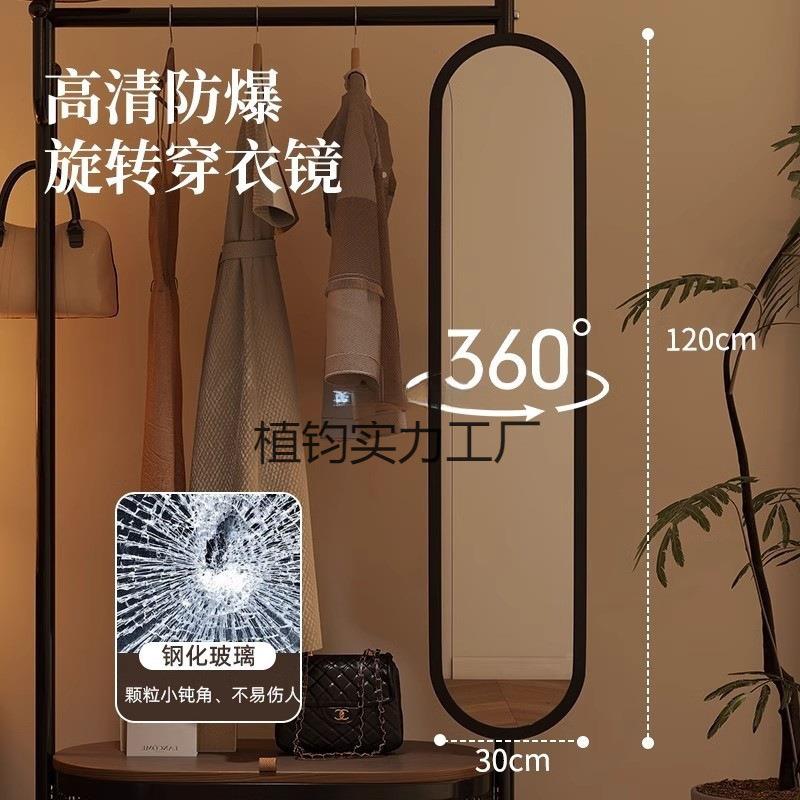 可移动挂衣架带镜IRW子卧室地式全子镜一体身衣帽架试衣镜置物落