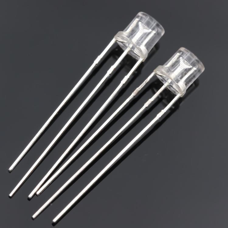 5MM平头阳色L[双色]5MED双透明雾直状插灯珠共阴共高亮红绿红蓝红