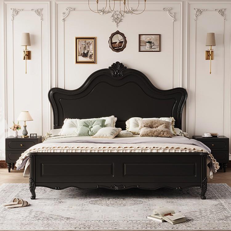 色法式床美式全实压高箱储物白床1气.8米双人床木卧室田YBI园公主