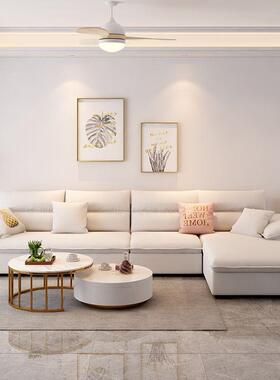 贵妃沙发转布艺现代约简大小户型客厅组可调节角棉麻EWQ乳胶沙发