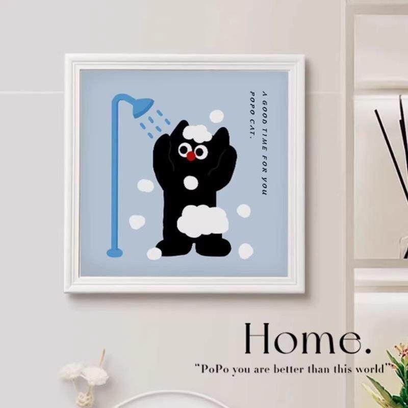 HWB可爱猫咪室收置物架洗浴放澡衣服卫生间洗手间壁画折纳叠柜子