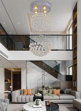 楼后现代轻奢水晶吊灯墅客厅复式大别吊个性大灯厅楼梯中59088/38