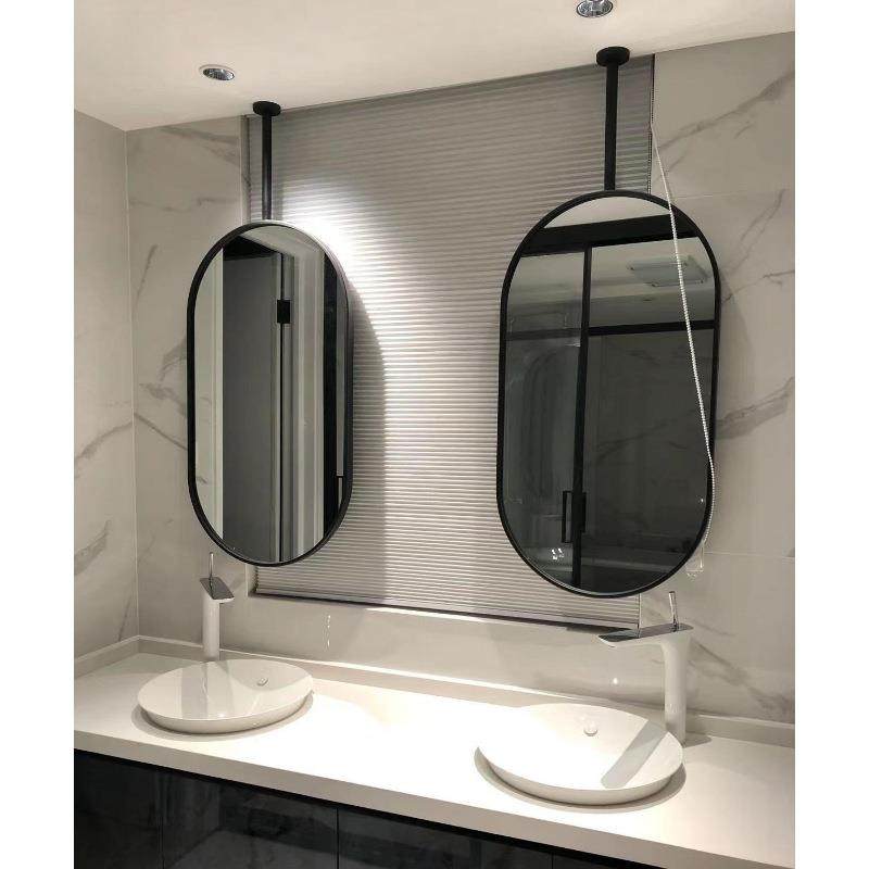 镜子吊椭圆形吊浴室镜装吊杆悬空旋转天花板卫生间镜悬挂酒YBE店