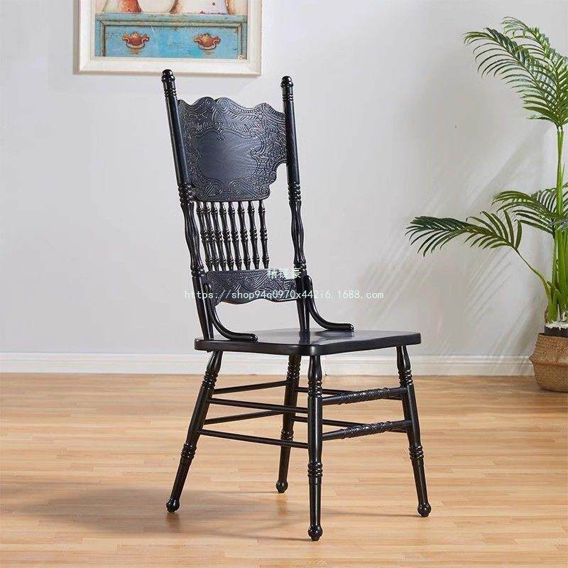 精HWG复镁豪拍照实木餐椅家用客厅网居家雕花式简红约休闲婚庆美