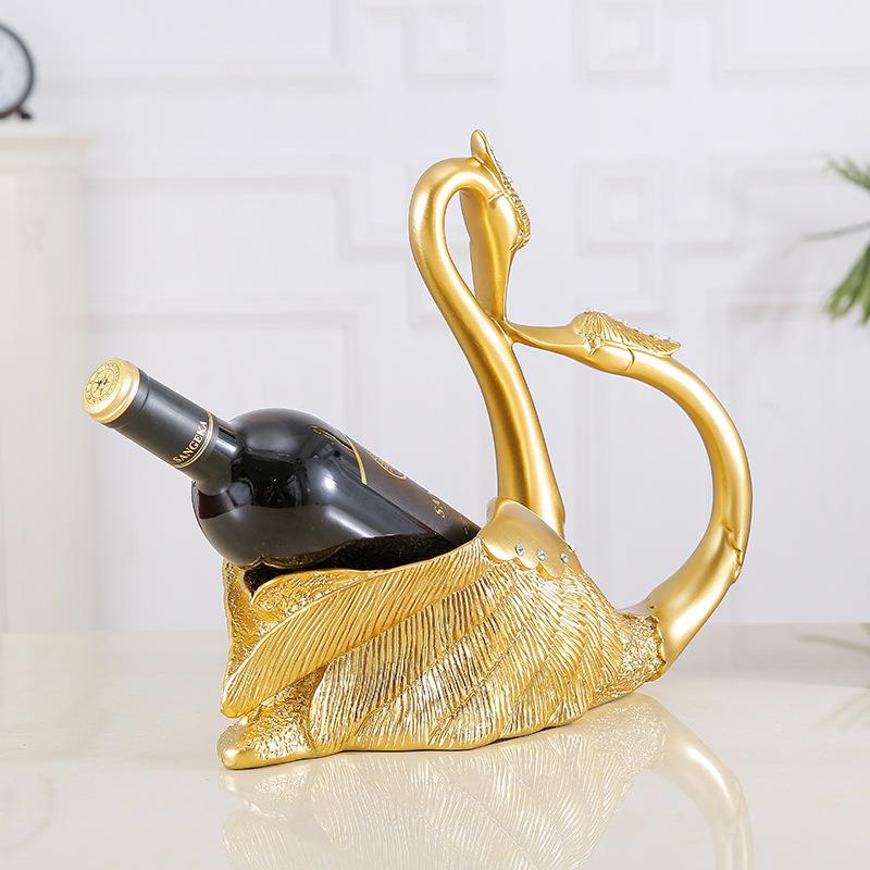 摆现代轻奢欧天鹅摆件KTV红家酒架酒柜客厅居装饰式品酒DOJ店树脂