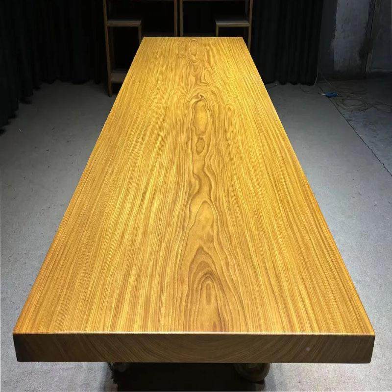 非洲柚木实木大板会议桌黑檀桌茶办现代约长简板餐桌无品牌/原木