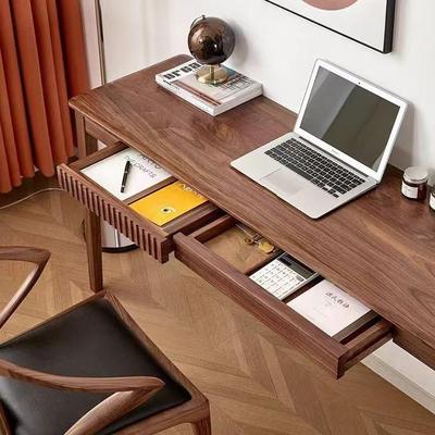 型北美办黑胡桃木桌实木电脑窄桌小户写字台梳妆台橡木书公桌DRL