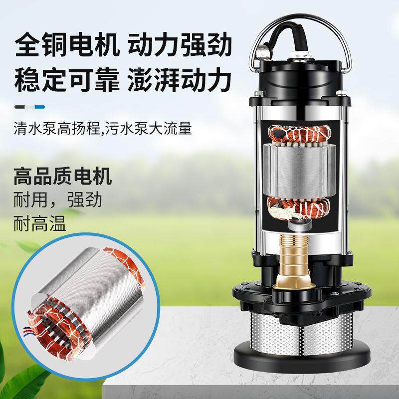 潜水泵锈220v泵不钢家用扬程小型抽水机抽水泵农用灌溉GXR污水高