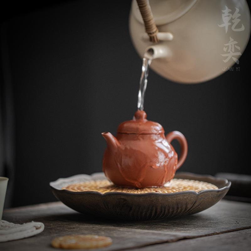 粗陶壶莲BQJ花底承复茶具藤编干泡台茶承紫砂壶托座养茶古壶储水