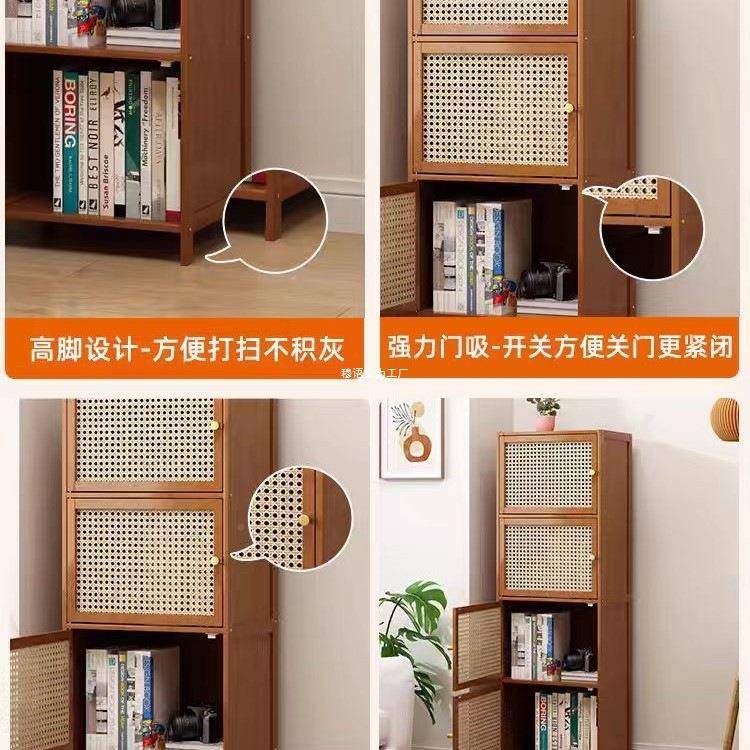 书柜带门多边置物架层收纳夹缝储物柜客厅展示柜子书架靠REE电视