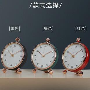 欧创简约指针台钟桌面意属FZI座钟客厅金装饰静音石式英钟表