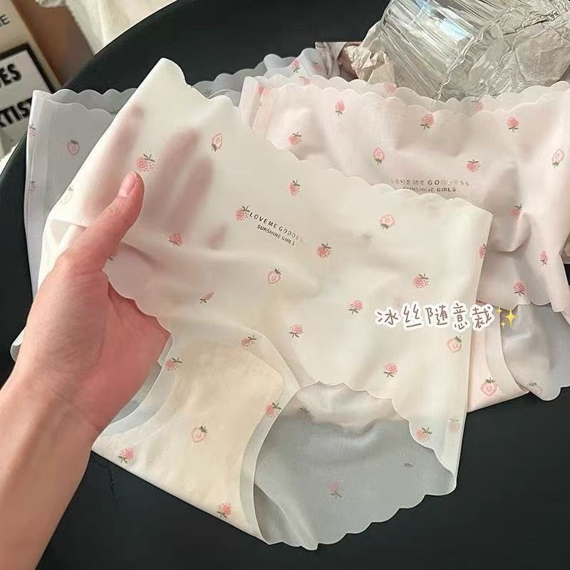 冰丝无痕内裤女草莓少女性感蜜桃臀3D面膜裤裸感包臀2025新款短裤,女士内衣/男士内衣/家居服,女三角裤,淘宝优惠券,粉丝福利购,淘宝优惠卷