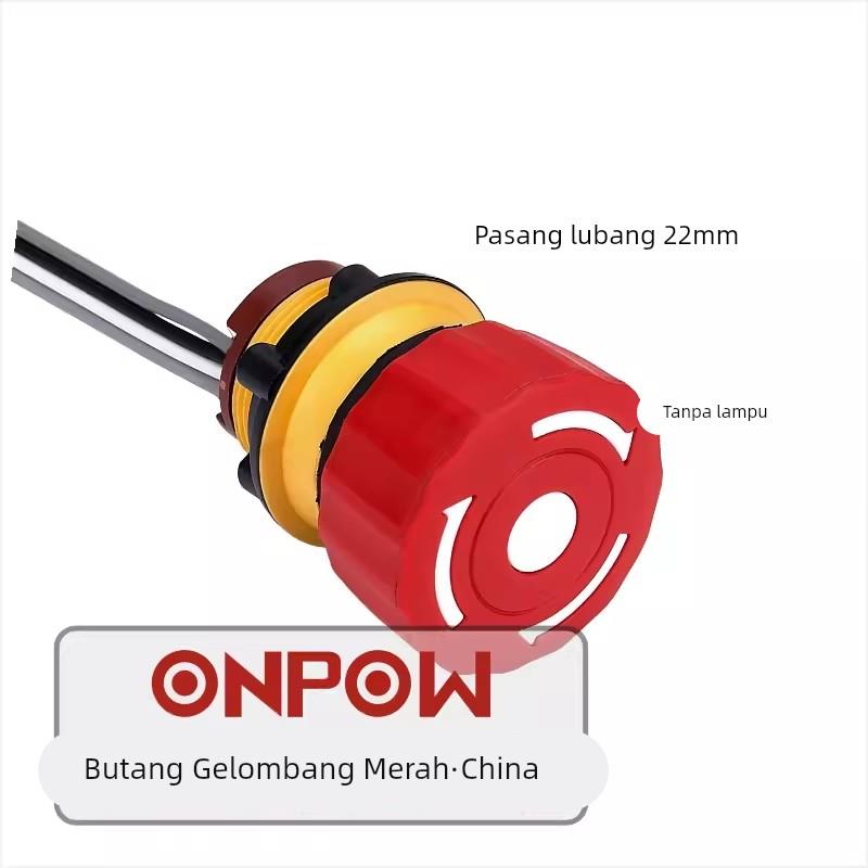 ONPOW中国红波LAS1-A22Y-11TSB/L急停开关带线 (可带灯) Φ22mm