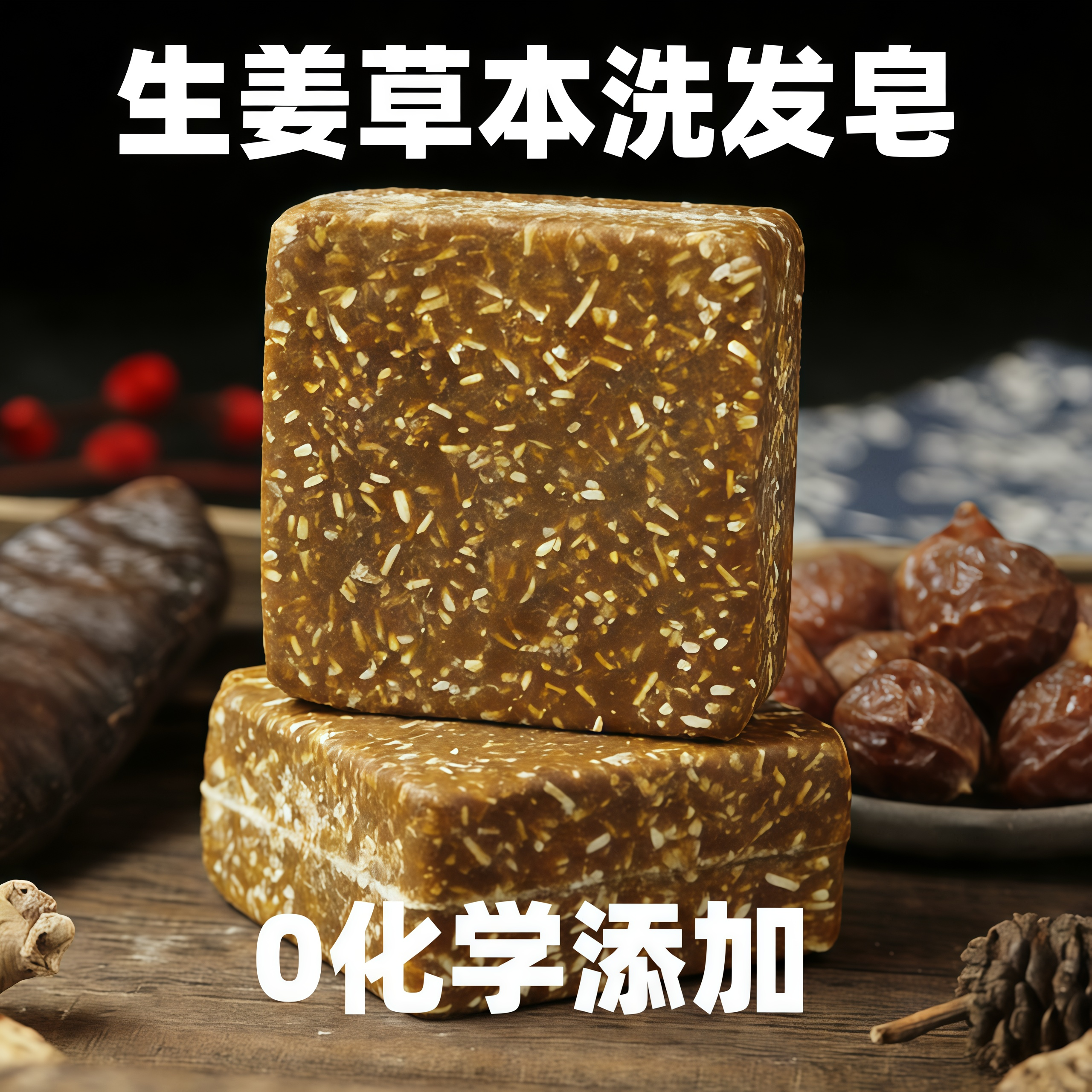 生姜灵芝氨基酸洗头皂控油香皂精油皂洗发饼茶麸养发手工皂洗发皂