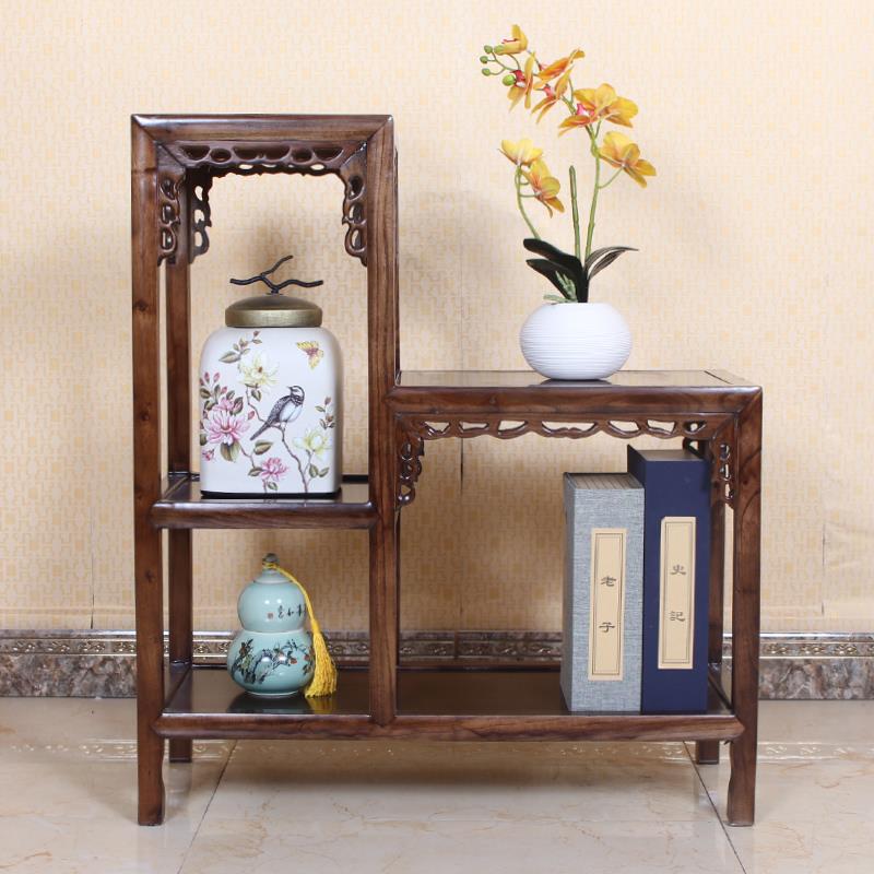 实木花架鱼缸架高低多层置物架沙发边缘置物架中式花几绿萝盆景架