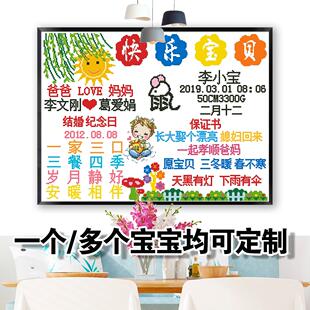 十字绣兄妹钻石画一家人三餐四季 宝宝出生证明2023新款 孩子出生礼