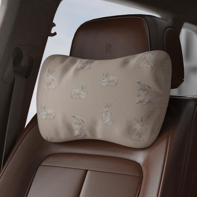 茶杯兔奶茶风格手绘可爱兔枕办公椅头枕座椅带腰枕汽车颈枕