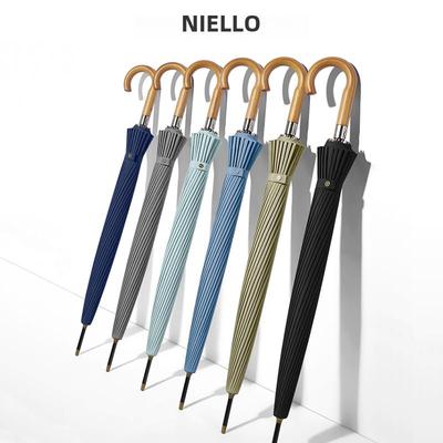 日式覆古24骨大加固加厚强防风大雨木钩自动长柄男女伞