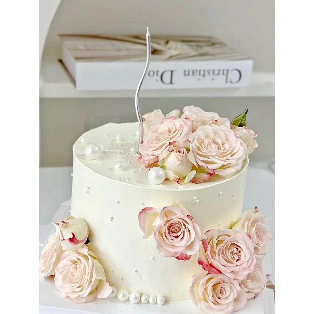蛋糕模型人造新流行花玫瑰康乃馨生日假蛋糕塑料样品