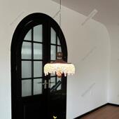 MiLo中古升降床头吊灯冰山水滴覆古胡桃木色餐桌灯法式 触摸小吊灯