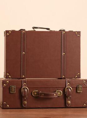 手提收纳箱复古皮箱道具行李箱做旧民国欧式整理箱老式装饰木箱子