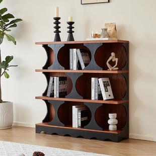 法式复古实木展示柜半墙装饰玄关书柜矮书架模块组合柜客厅边柜