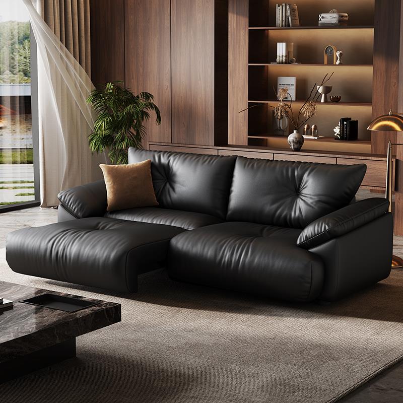 复古真皮电动沙发客厅简约中古风头层牛皮多功能设计师可调节伸缩