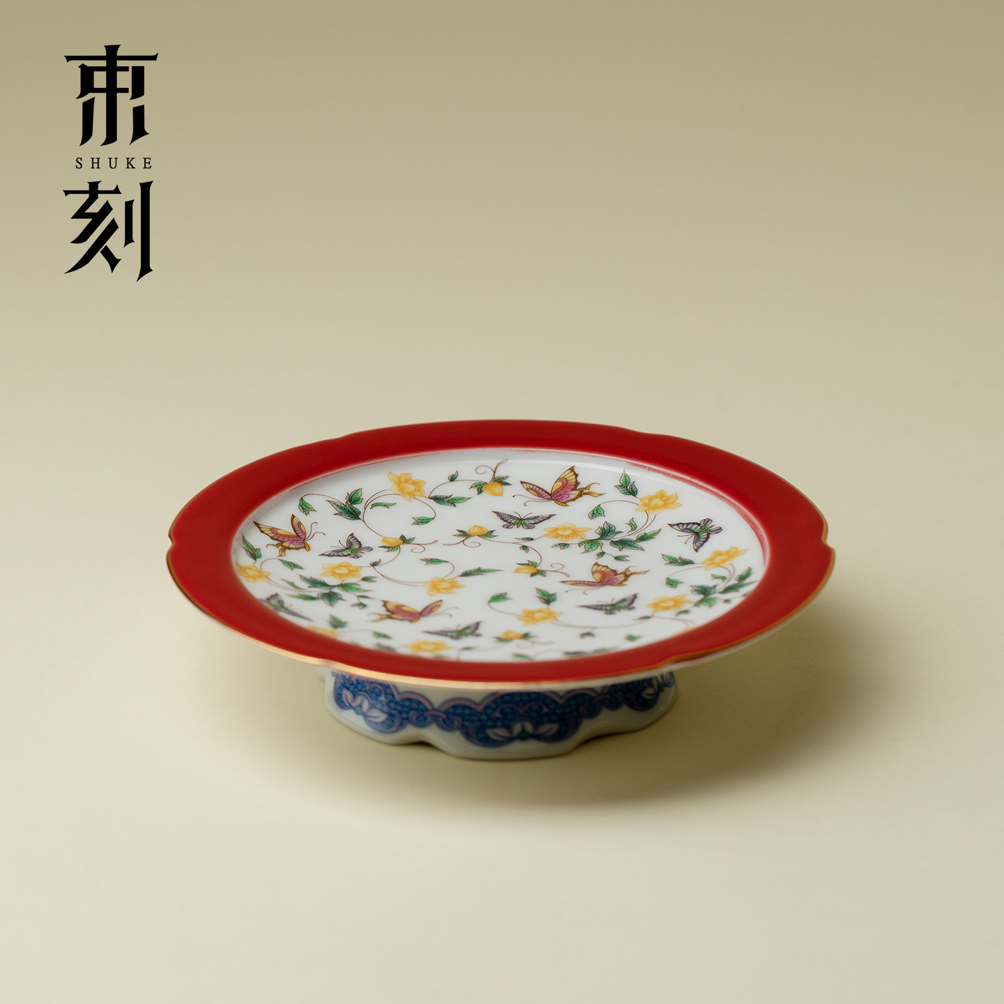 束刻 金缘蝶绘高足壶承高档描金陶瓷干泡盘禅意紫砂壶小茶台托盘,餐饮具,茶托,淘宝优惠券,粉丝福利购,淘宝优惠卷