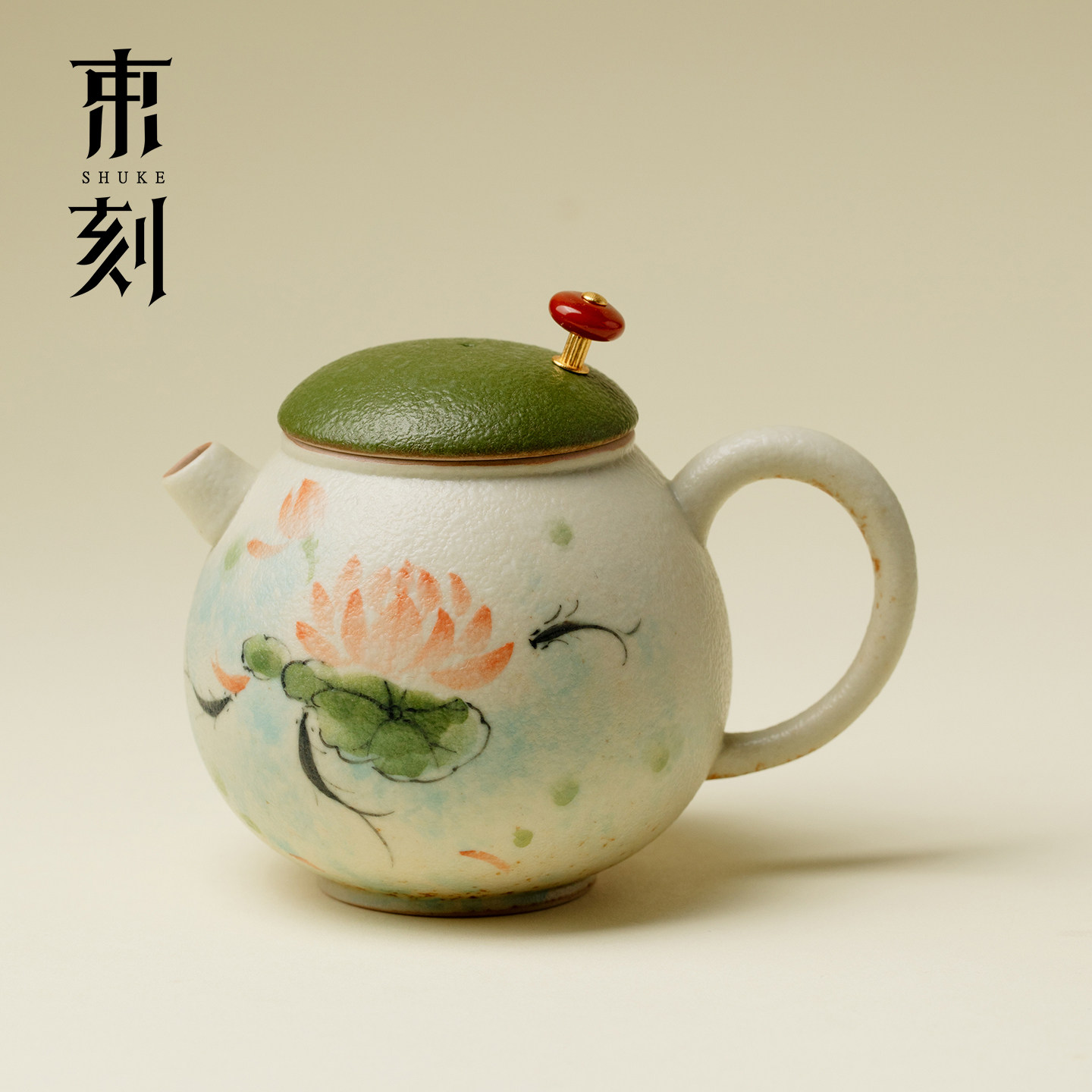 束刻 火石红手绘荷鱼小茶精致功夫茶具泡茶壶高档家用过滤小单壶,餐饮具,茶壶,淘宝优惠券,粉丝福利购,淘宝优惠卷