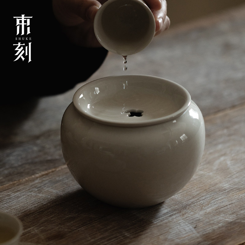 草木灰水孟建水带盖茶洗茶渣缸图片