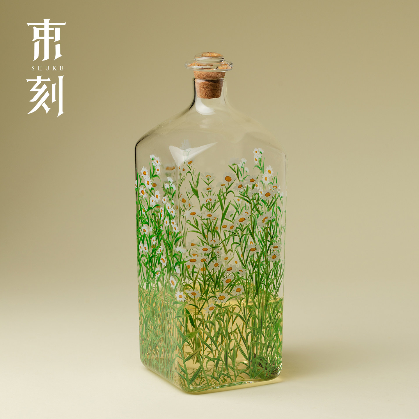 束刻手绘小雏菊玻璃分酒瓶密封酒瓶高档存酒空瓶白酒储酒分装容器