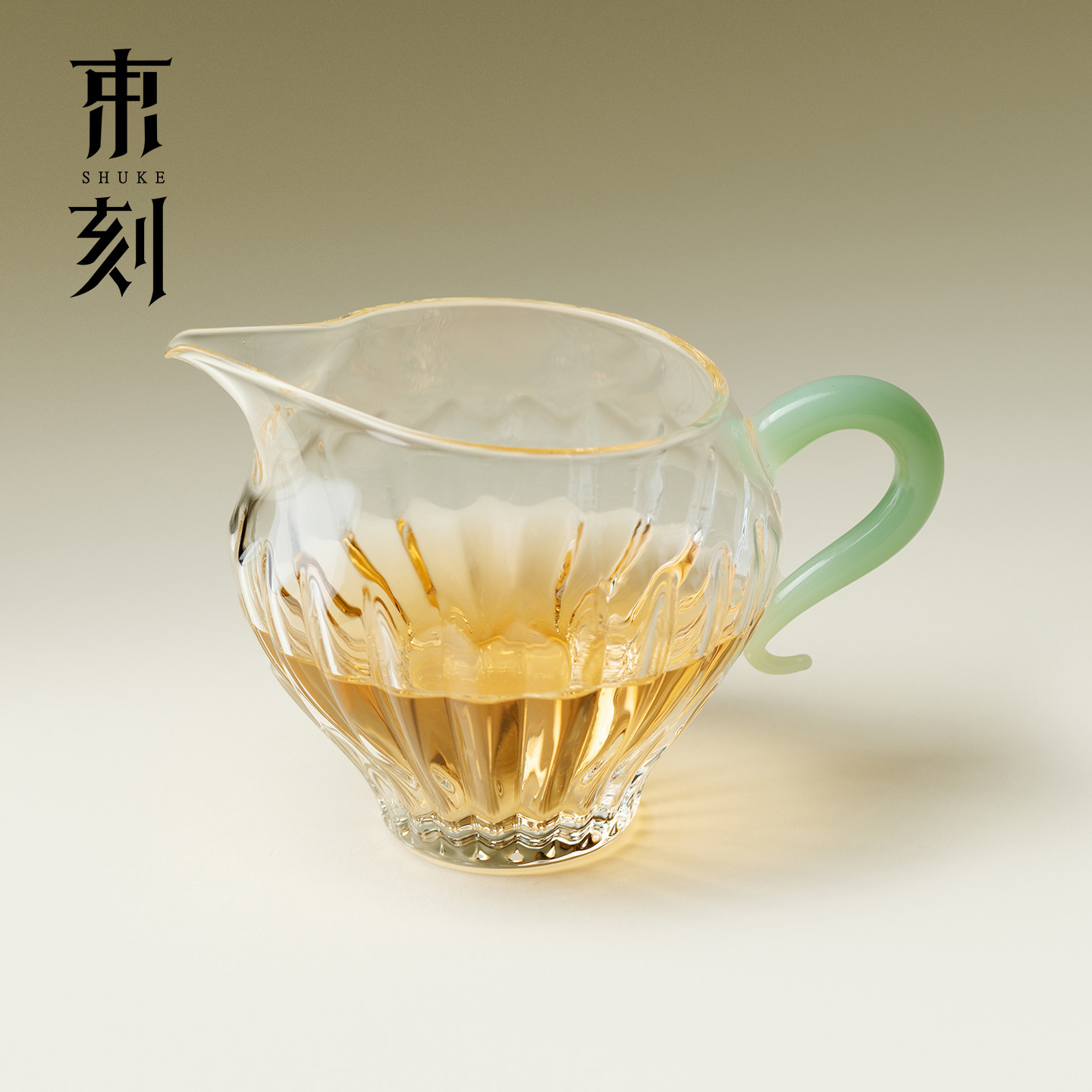束刻带把加厚茶具公道杯玻璃高档功夫茶道竖纹耐高温分茶器茶海图片