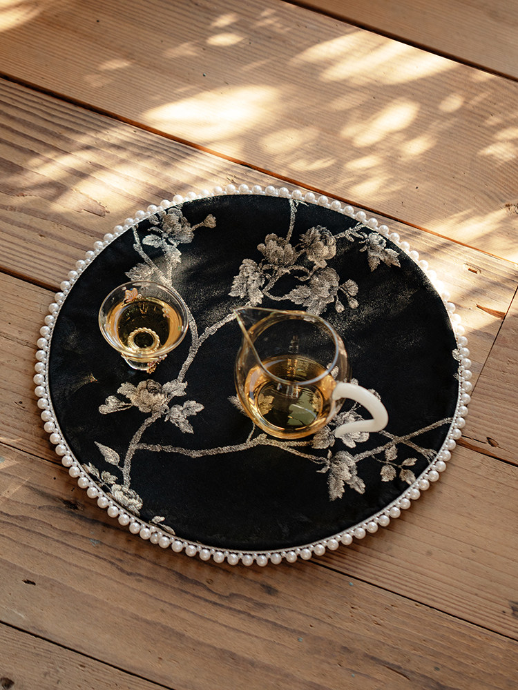 束刻新中式繁花圆形茶席织锦创意珍珠防水干泡席茶艺桌布隔热茶垫,居家布艺,茶席,淘宝优惠券,粉丝福利购,淘宝优惠卷