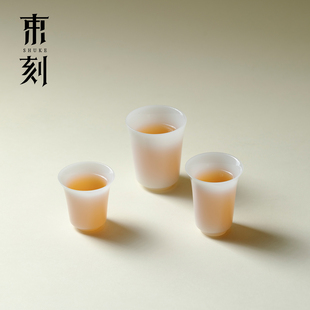 束刻中国白冰种玉瓷茶杯高档璞玉主人杯喝茶品茗杯会客闻香杯客杯
