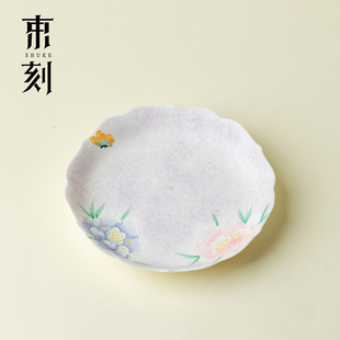 束刻手绘牡丹花壶承新中式创意手工干泡盘粉彩富贵吉祥茶壶杯托盘