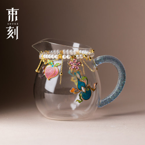 束刻公道杯提溜装饰链子创意高颜值茶壶配饰链茶具配件挂饰水晶链